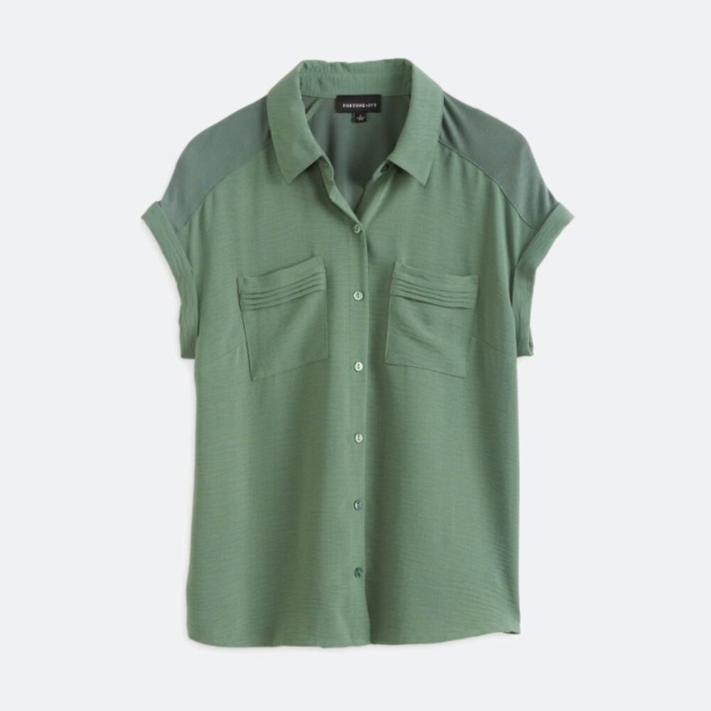 FORTUNE + IVY Dallas Mixed Material Shirt